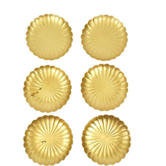 Vintage Serving Platter Tray Appetizer Dessert Plates Set Gold Flower Retro MCM - Picture 7 of 11